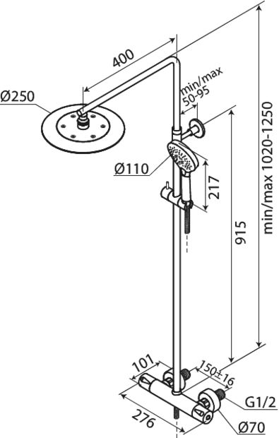 Damixa Silhouet Duschset - Duschar och Termostater - 5708516854470 - 2