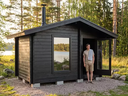 Gårdskoncept Pallas 11m2, 42 mm Timmerbastu - Utomhusbastun - 4100503012 - 1