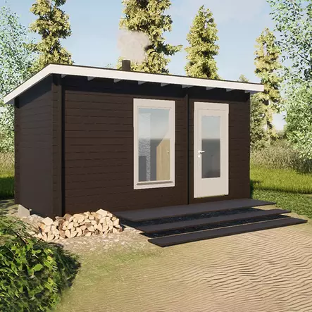 Gårdstuga Ylläs 11m2, 42mm Timmerbastu - Utomhusbastun - 4100503013 - 2