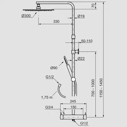 MORA INXX II Duschsystem Kit - Duschar och Termostater - 7391887273254 - 2