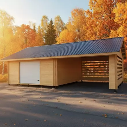 Garage AT30K Timmergarage Med Takskjutport - Timmergarage - 4100537 - 1